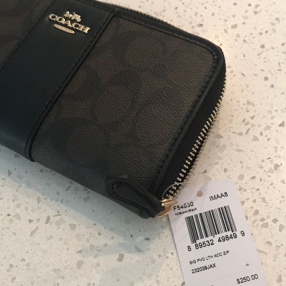 NWT Authentic Coach Signature Brown/Black Wallet - Picture 2 of 7